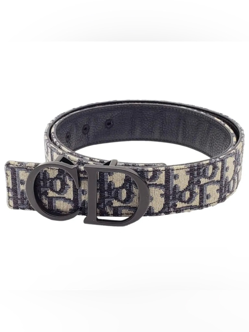 Dior Navy and Beige Monogram Canvas Men's Belt
